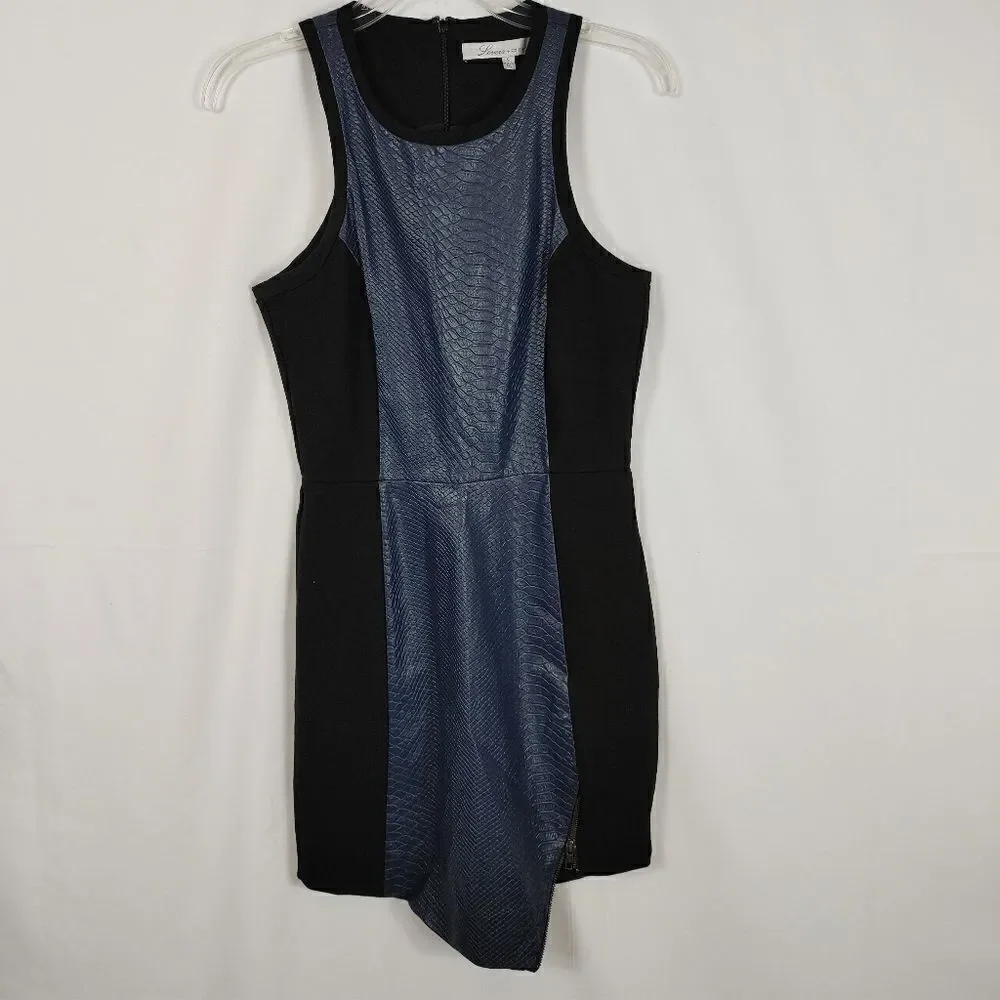 Revolve Lovers + Friends Simmer Body con Snakeskin Embossed Dress Size Small Blu